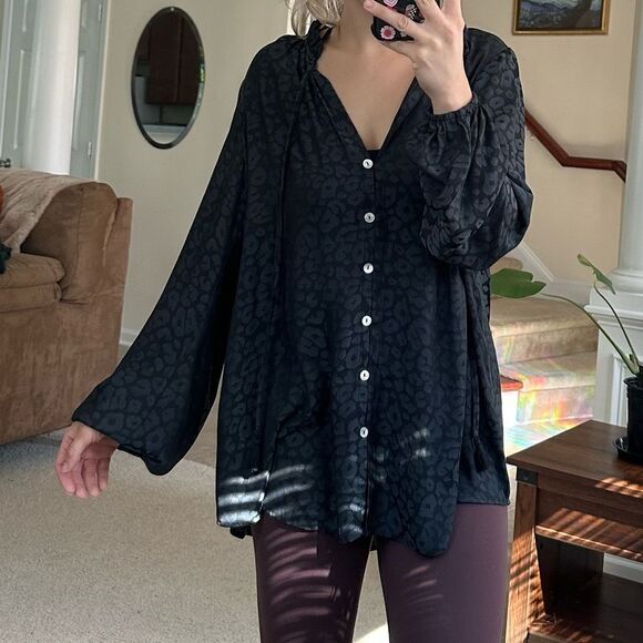 Show me your MuMu black leopard print elegant blouse/shirt/tunic dress - Picture 1 of 12